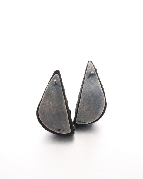 black earrings in the shape of 2 half drops - michelle kraemer jewellery