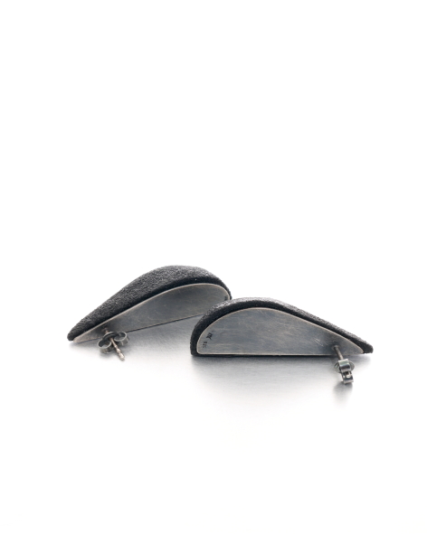 black earrings in the shape of 2 half drops - michelle kraemer jewellery