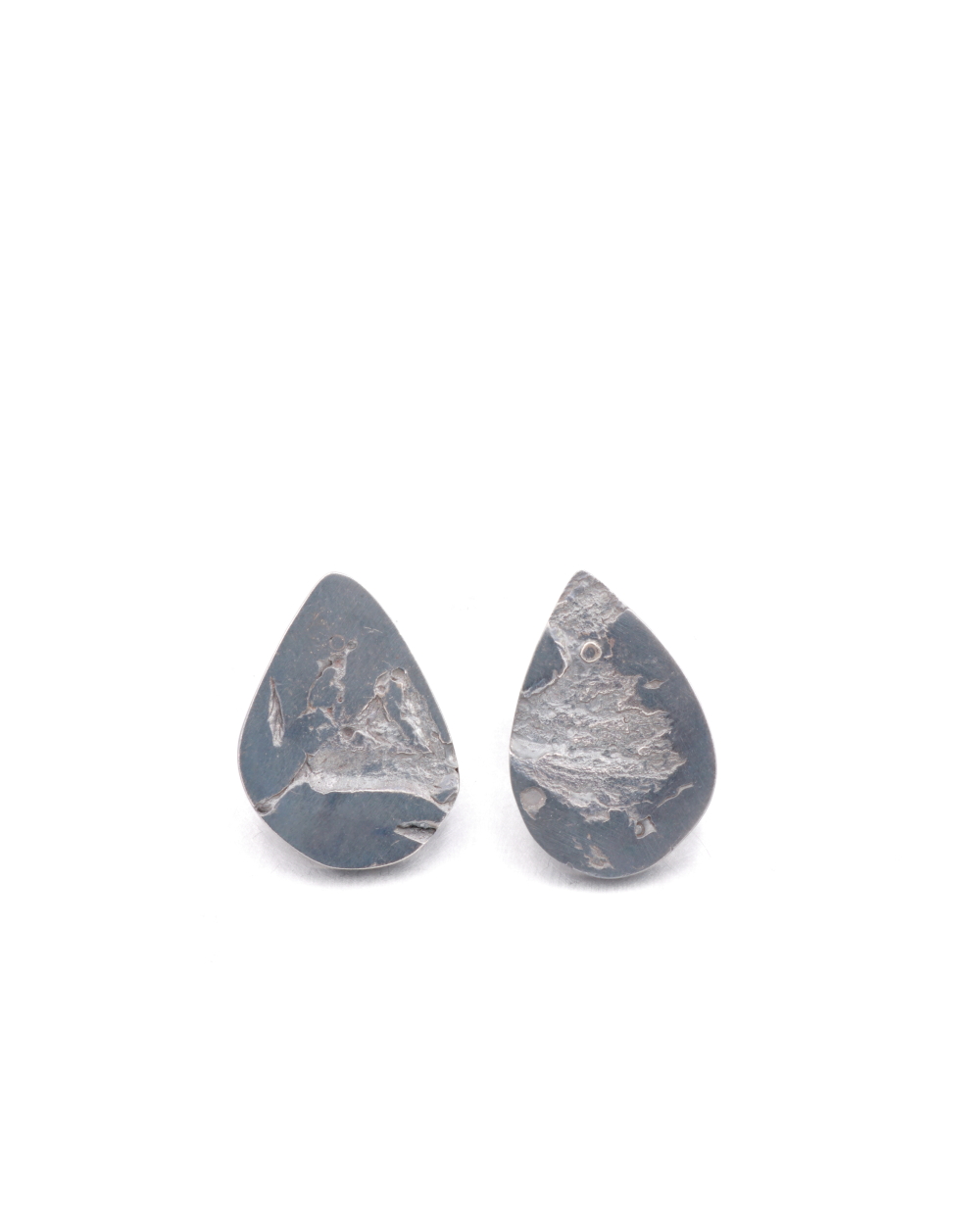 textured drop shaped earrings in Sterling silver.