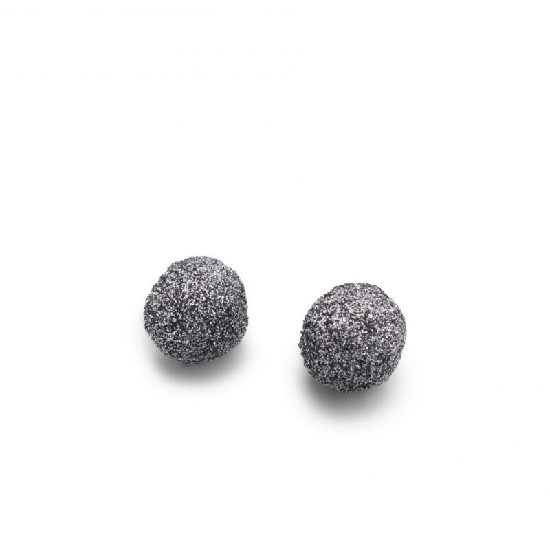 round earrings - grey & silver glitter