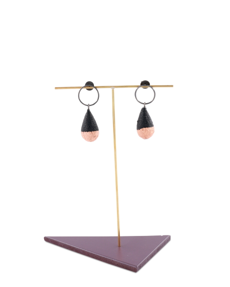 dangle drop earrings * black & copper
