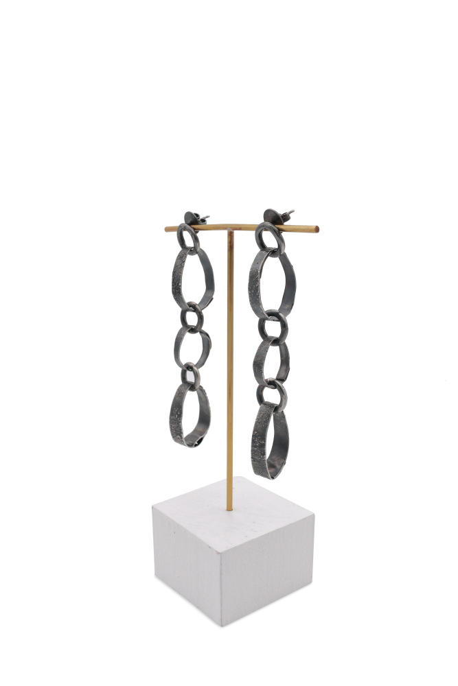 Chunky Chain Earrings * Silver * large - Image 3