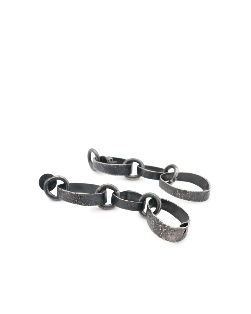 Chunky Chain Earrings * Silver * large - Image 4