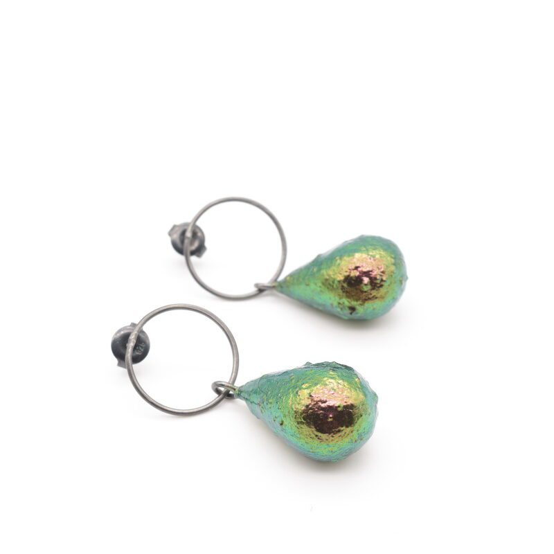 Dangle drop earrings * green bronze