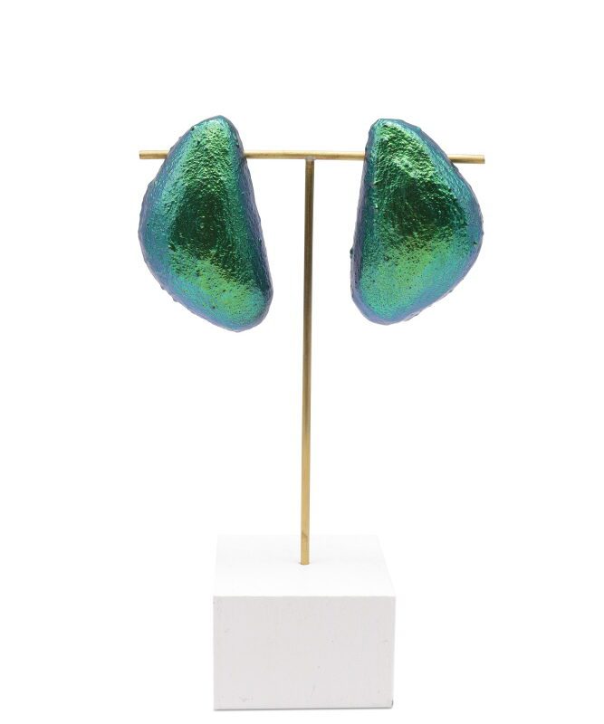 Big triangle earrings * blue green purple